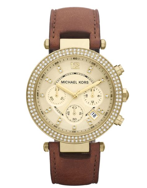 michael kors watch with leather strap